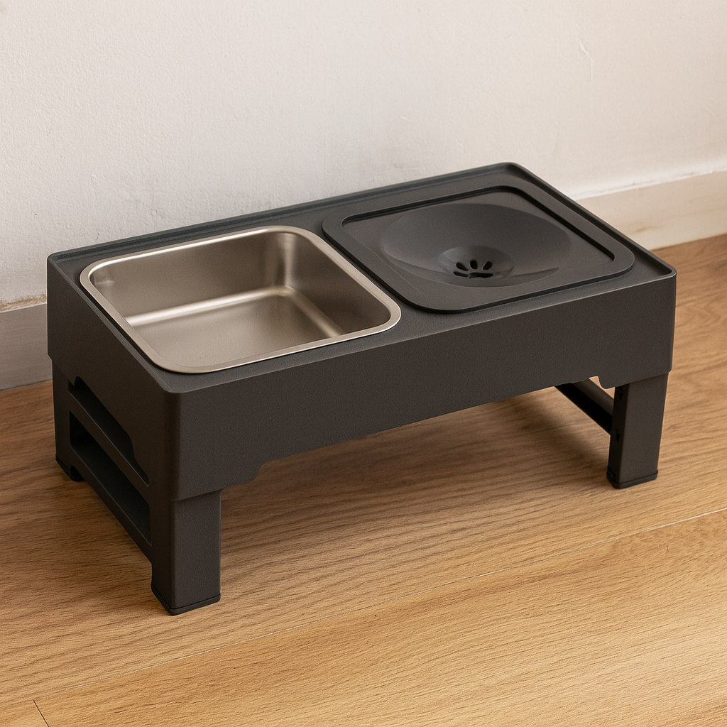 Adjustable Elevated Dog Bowls with Stainless Steel Feeding Station