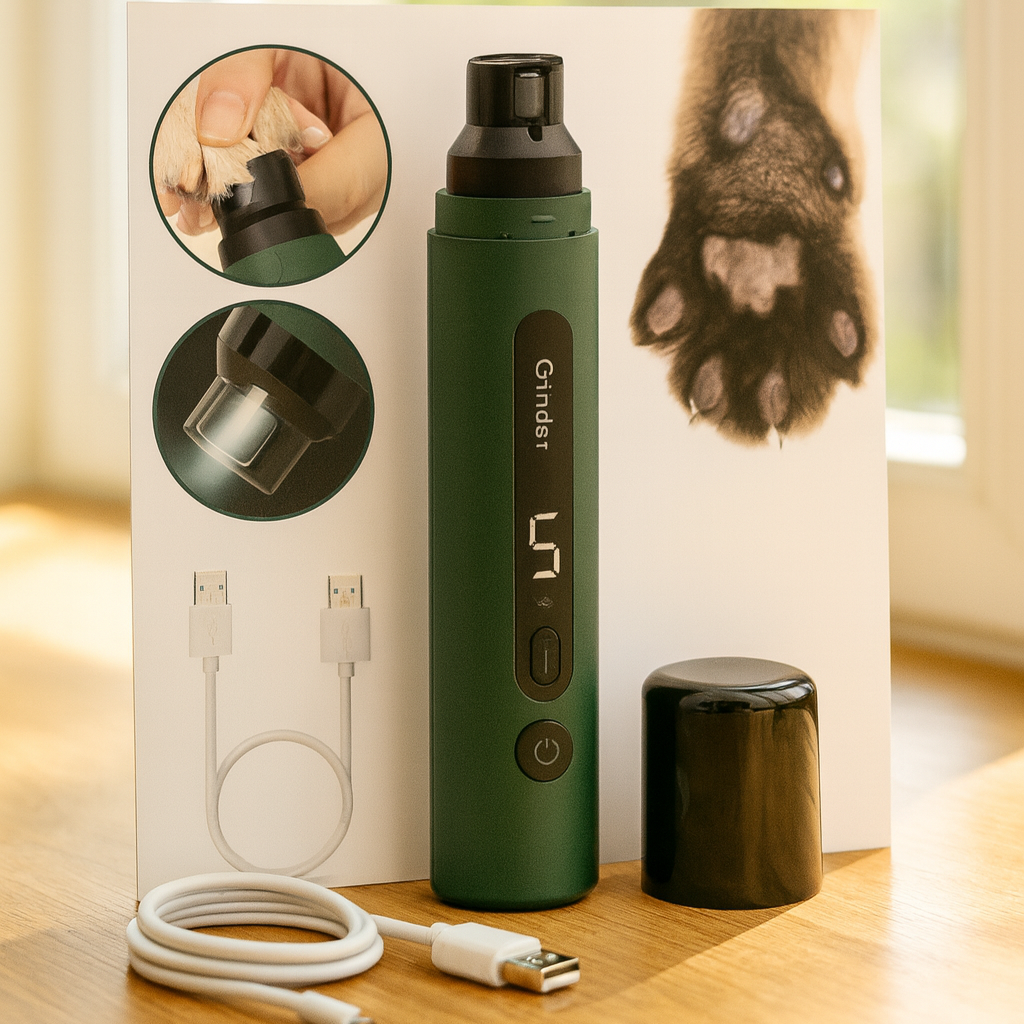 Rechargeable Pet Nail Grinder – Quiet Electric Trimmer with LED Light
