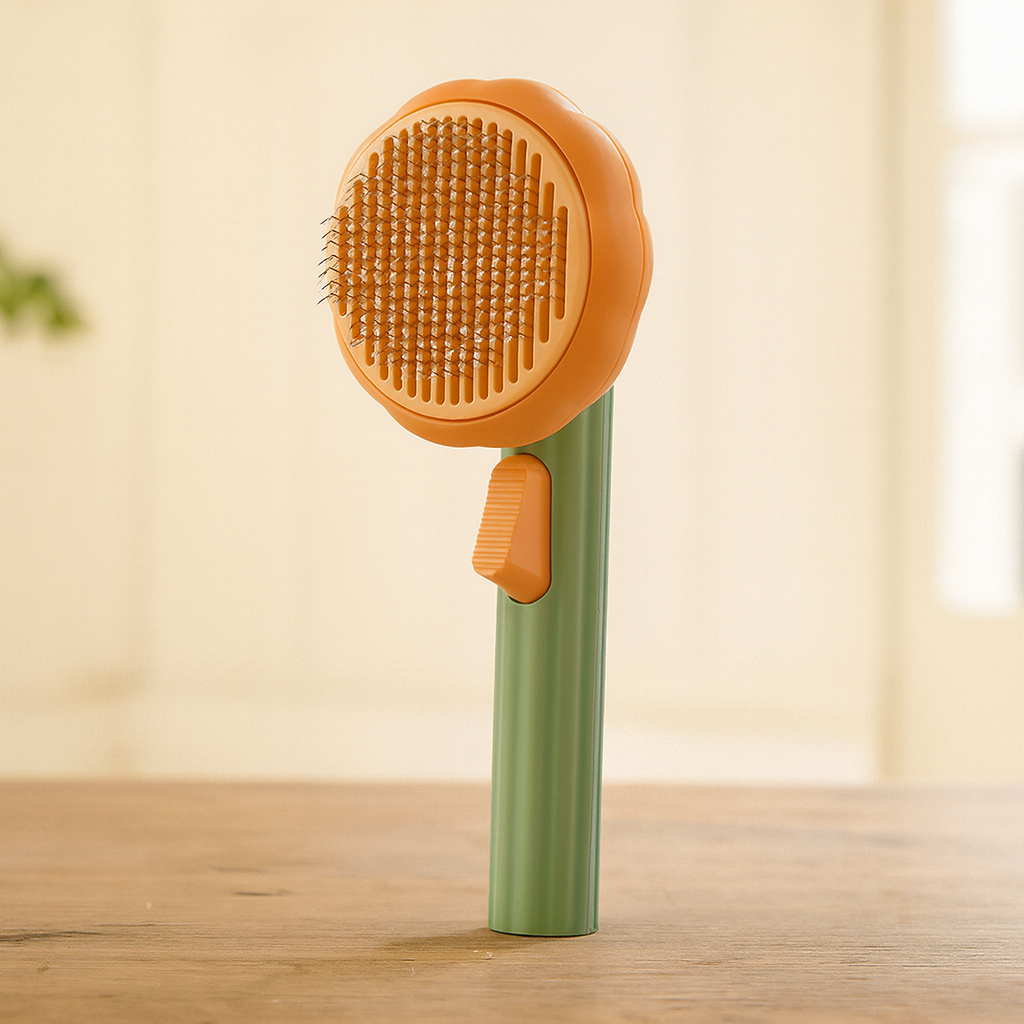 Pet Brush, Portable Self-Cleaning Steel Wire Comb for Hair Removal