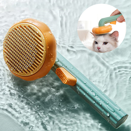 Pet Brush, Portable Self-Cleaning Steel Wire Comb for Hair Removal