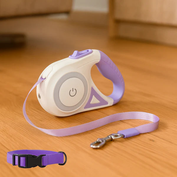 Retractable Dog Leash and Collar with Automatic Reflector