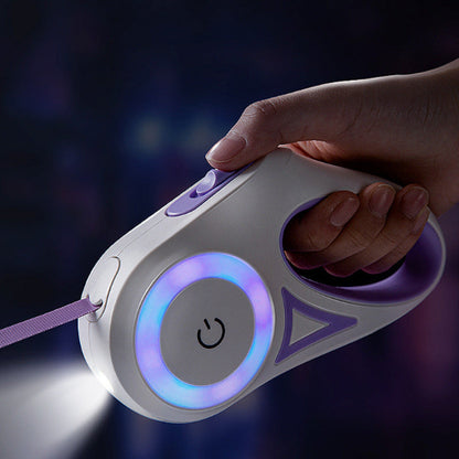 Retractable Dog Leash and Collar with Automatic Reflector