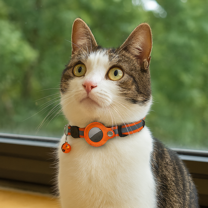 Reflective Cat Collar with AirTag Holder – Safety Breakaway Buckle