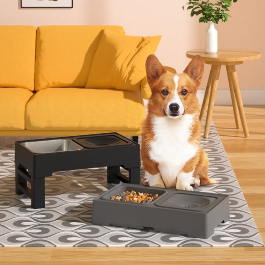 Adjustable Elevated Dog Bowls with Stainless Steel Feeding Station
